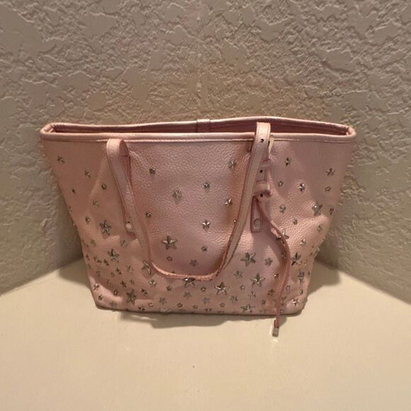 Jimmy Choo Sasha Star Studded Tote Bag Light Pink Silver Grunge Punk Whimsigoth - Picture 1 of 16